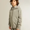 Graues Melange-Sweatshirt mit Aufdruck auf der Rückseite