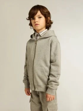 Graues Melange-Sweatshirt mit Aufdruck auf der Rückseite