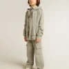 Graues Melange-Sweatshirt mit Aufdruck auf der Rückseite