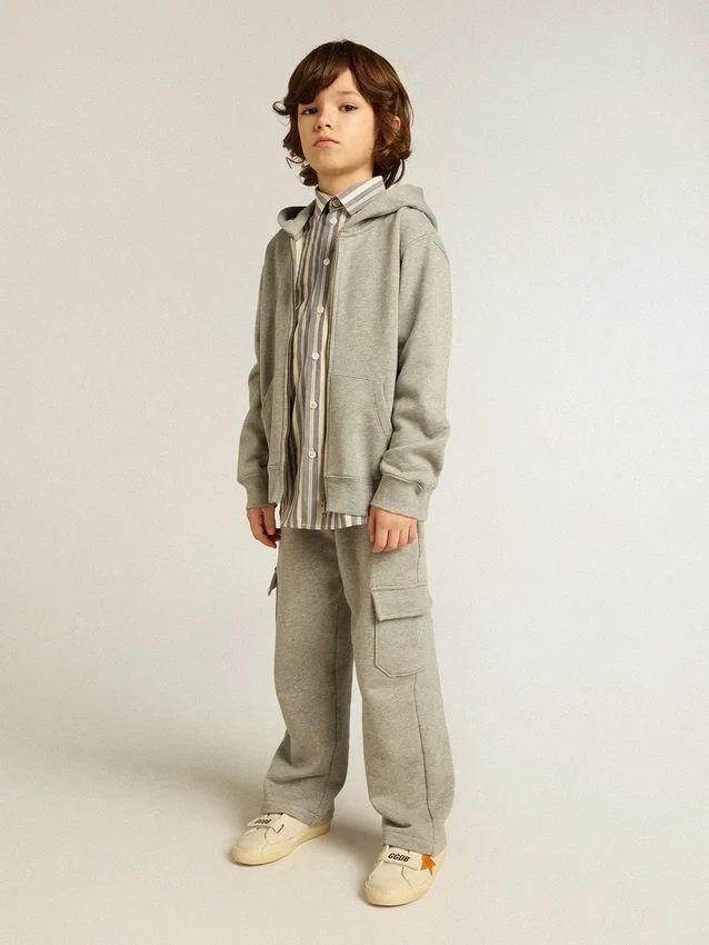 Graues Melange-Sweatshirt mit Aufdruck auf der Rückseite