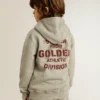 Graues Melange-Sweatshirt mit Aufdruck auf der Rückseite