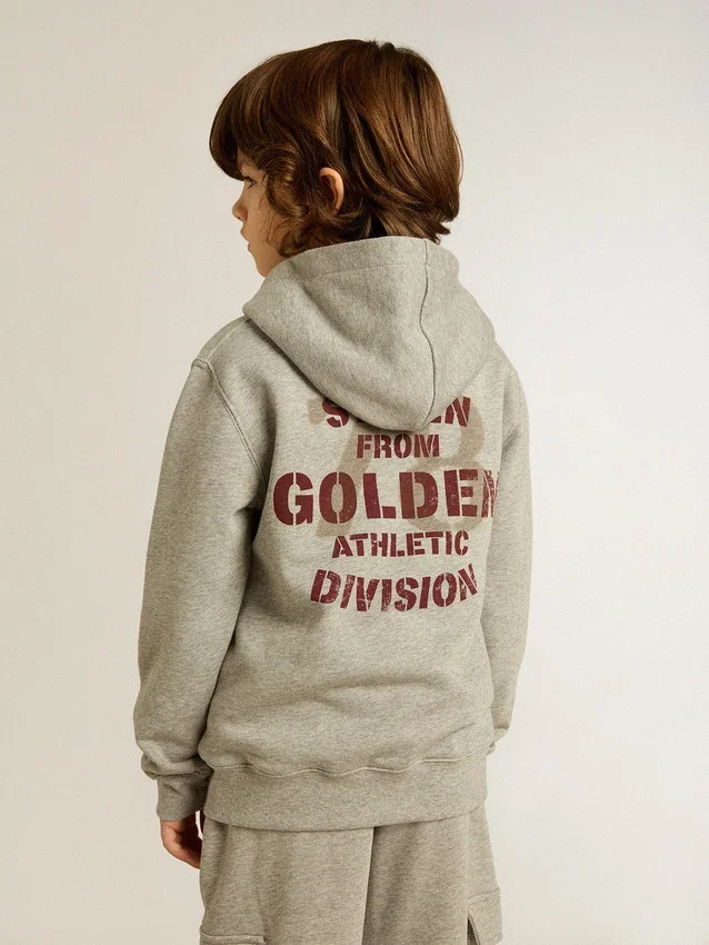 Graues Melange-Sweatshirt mit Aufdruck auf der Rückseite