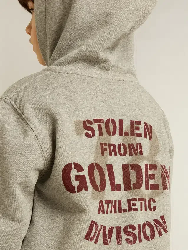 Graues Melange-Sweatshirt mit Aufdruck auf der Rückseite
