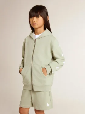 Hellgrünes Sweatshirt mit Reissverschluss