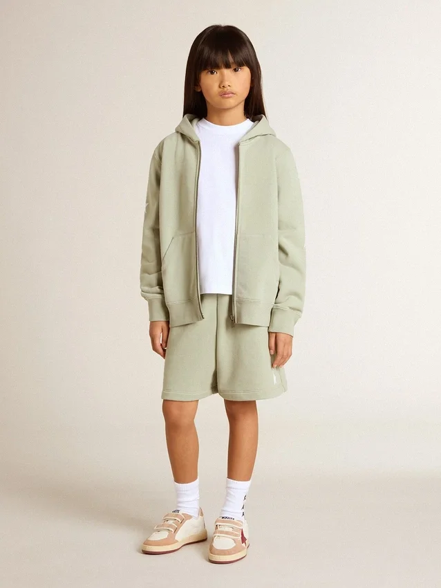 Hellgrünes Sweatshirt mit Reissverschluss
