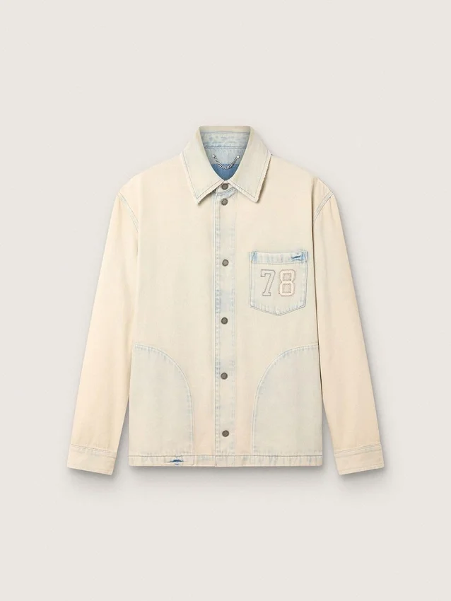 Herren-Arbeitsjacke aus hellsandfarbenem Denim