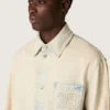 Herren-Arbeitsjacke aus hellsandfarbenem Denim