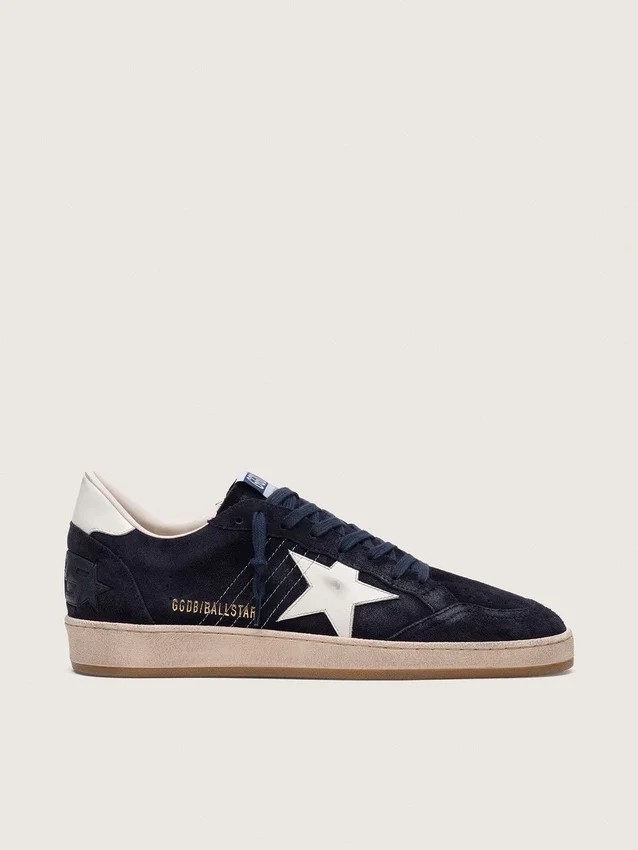 Herren-Ball Star aus dunkelblauem Wildleder mit weissem Lederstern
