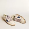 Herren-Ball Star aus Nappaleder mit blauem Stern aus Wildleder und Fersenlasche aus platinfarbenem Leder