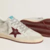 Herren-Ball Star aus Nubukleder mit Krokodil-Print und burgunderrotem Stern aus Wildleder