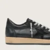 Herren-Ball Star aus schwarzem Nappa mit Stern aus Wildleder und Fersenlasche aus Nappa