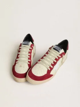 Herren-Ball Star LTD aus cremefarbenem Nappa mit weissem Lederstern und roten Wildledereinsätzen