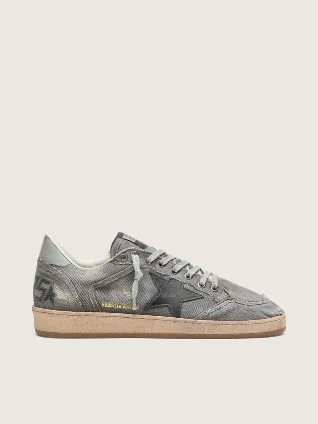Herren-Ball Star LTD in grauem Denim mit schwarzem Lederstern