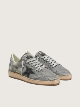 Herren-Ball Star LTD in grauem Denim mit schwarzem Lederstern