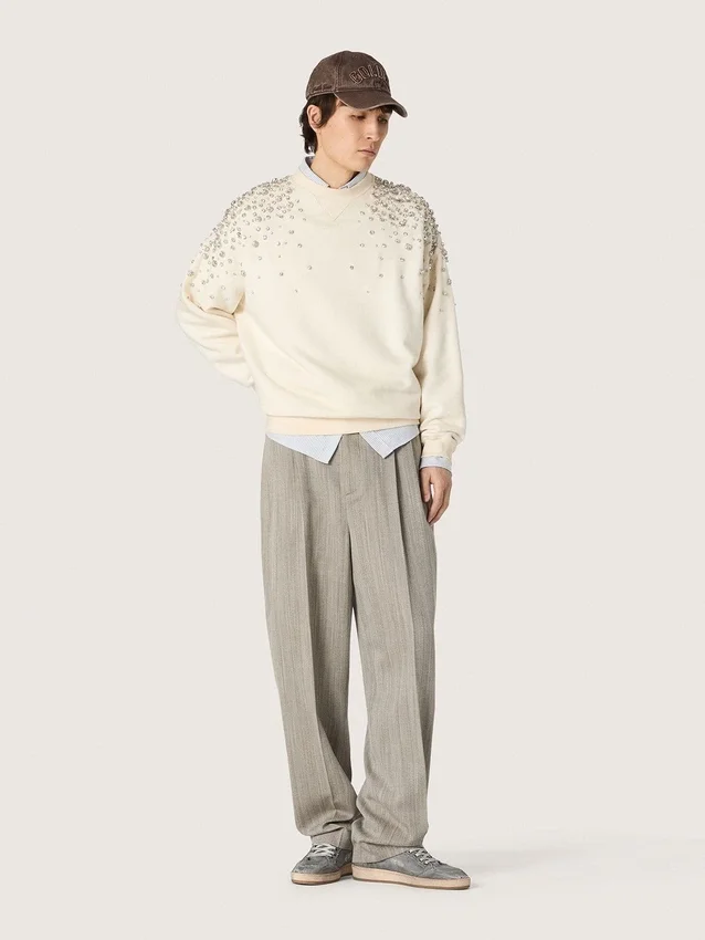 Herren-Ball Star LTD in grauem Denim mit schwarzem Lederstern