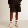 Herren-Bermudashorts aus schwarzer Baumwolle