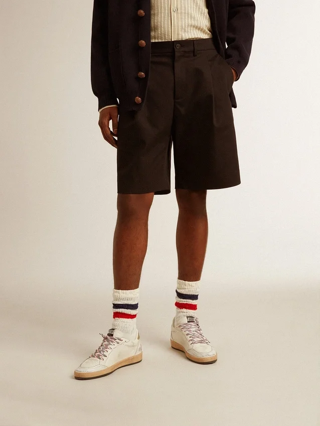 Herren-Bermudashorts aus schwarzer Baumwolle