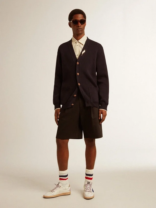 Herren-Bermudashorts aus schwarzer Baumwolle