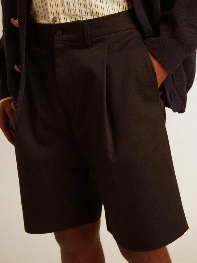 Herren-Bermudashorts aus schwarzer Baumwolle