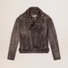 Herren-Bikerjacke aus Distressed-Leder