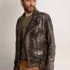 Herren-Bikerjacke aus Distressed-Leder