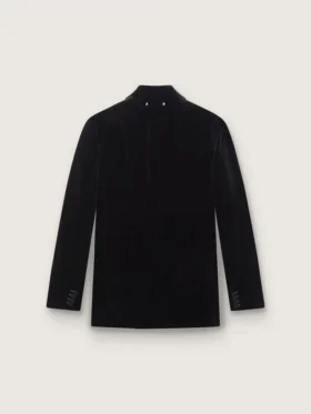 Herren-Blazer aus schwarzem Samt mit schwarzen Satinrevers