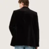Herren-Blazer aus schwarzem Samt mit schwarzen Satinrevers