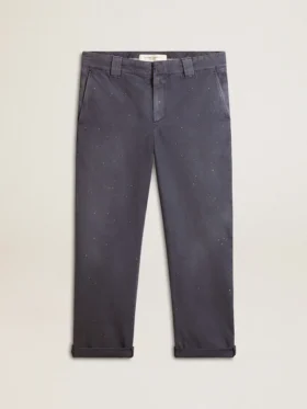 Herren-Chinos in Blau mit Used-Look