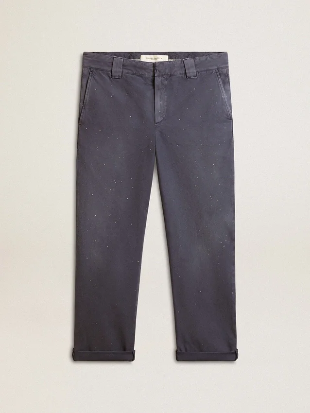 Herren-Chinos in Blau mit Used-Look