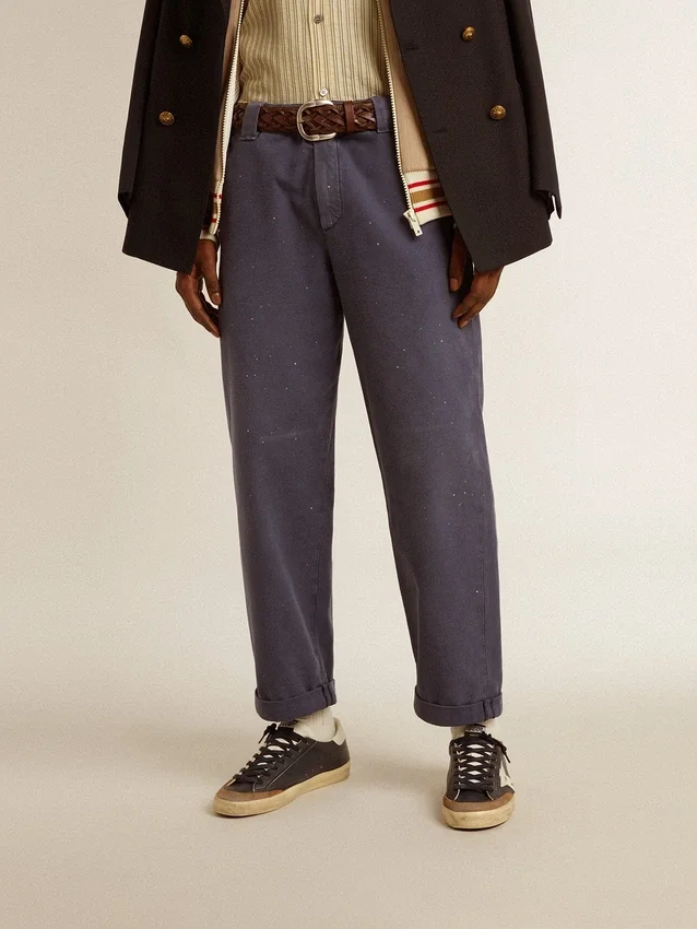 Herren-Chinos in Blau mit Used-Look