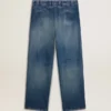 Herren-Denim-Chinos mit Used-Look-Details