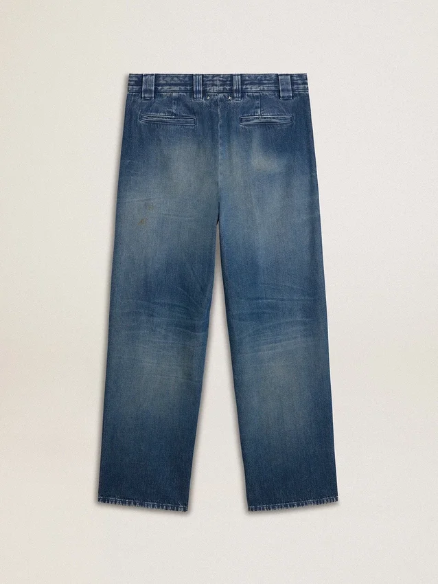 Herren-Denim-Chinos mit Used-Look-Details