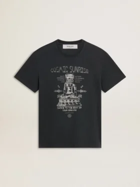 Herren-Hemd aus Baumwolle in Used-Black mit Aufdruck auf der Vorderseite