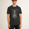 Herren-Hemd aus Baumwolle in Used-Black mit Aufdruck auf der Vorderseite