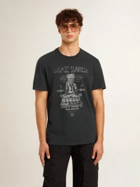 Herren-Hemd aus Baumwolle in Used-Black mit Aufdruck auf der Vorderseite