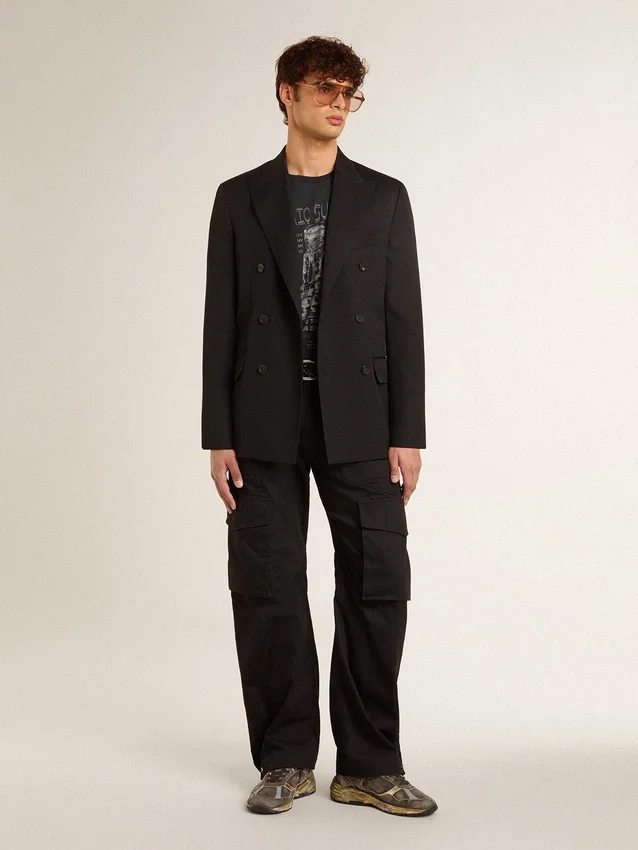 Herren-Hemd aus Baumwolle in Used-Black mit Aufdruck auf der Vorderseite