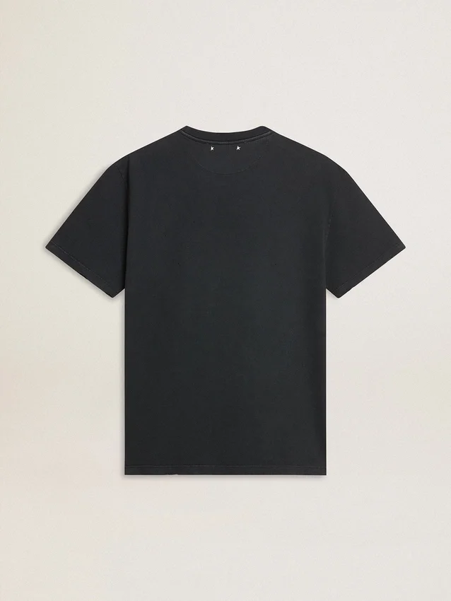 Herren-Hemd aus Baumwolle in Used-Black mit Aufdruck auf der Vorderseite