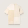 Herren-Hemd aus Baumwolljersey mit weiss-beigem Patchwork-Effekt