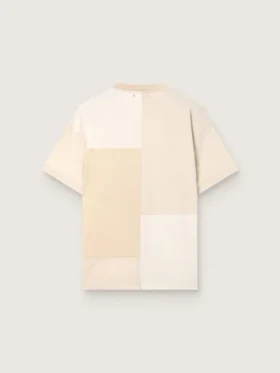 Herren-Hemd aus Baumwolljersey mit weiss-beigem Patchwork-Effekt