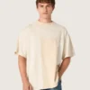 Herren-Hemd aus Baumwolljersey mit weiss-beigem Patchwork-Effekt
