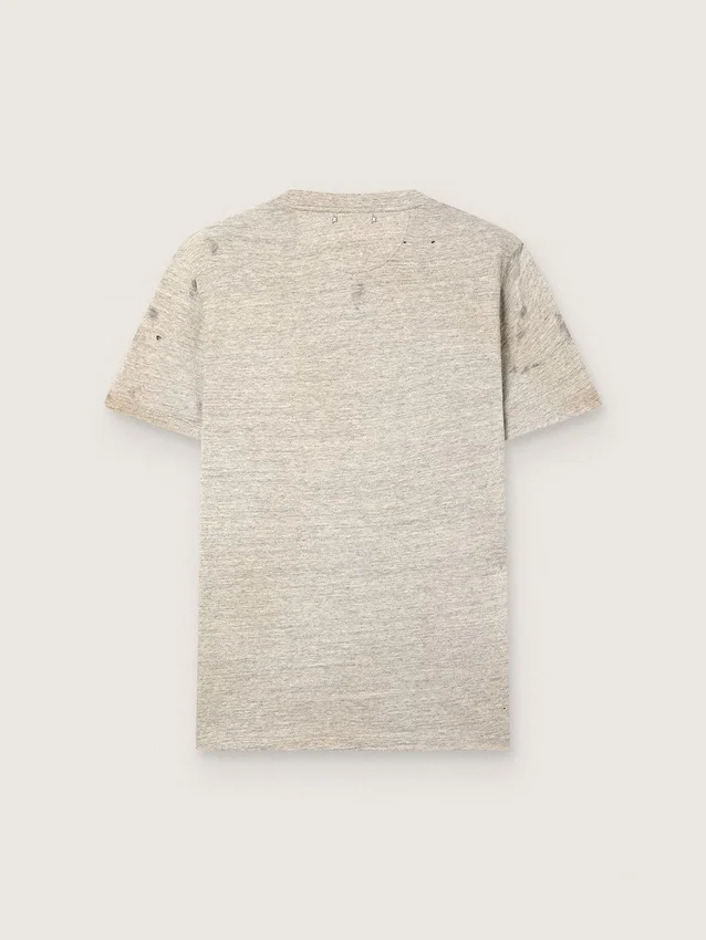 Herren-Hemd aus grauem Melange-Jersey mit Vintage-Print