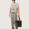 Herren-Hemd aus grauem Melange-Jersey mit Vintage-Print
