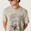 Herren-Hemd aus grauem Melange-Jersey mit Vintage-Print