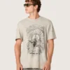 Herren-Hemd aus grauem Melange-Jersey mit Vintage-Print