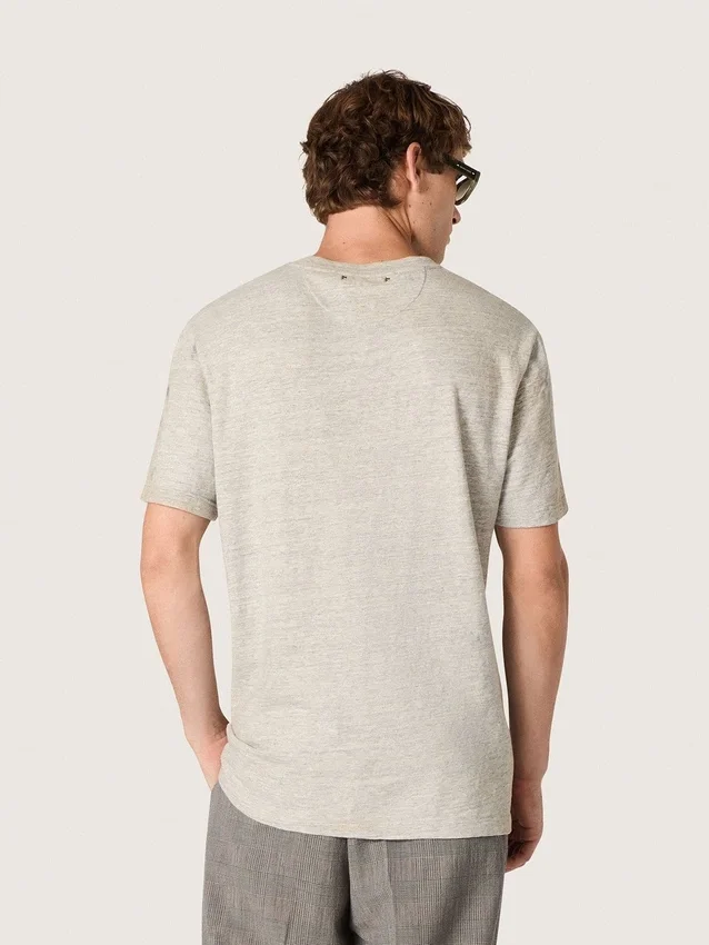 Herren-Hemd aus grauem Melange-Jersey mit Vintage-Print