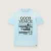 Herren-Hemd aus hellblauem Baumwolljersey mit grafischem Print