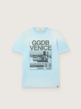 Herren-Hemd aus hellblauem Baumwolljersey mit grafischem Print