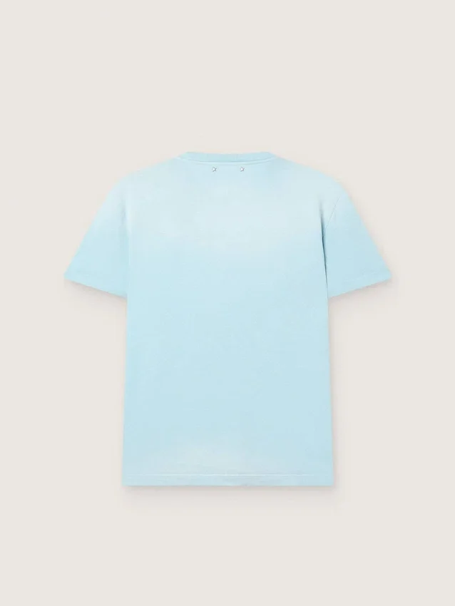Herren-Hemd aus hellblauem Baumwolljersey mit grafischem Print
