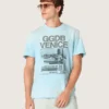 Herren-Hemd aus hellblauem Baumwolljersey mit grafischem Print