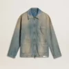 Herren-Jeansjacke im Distressed-Look mit Reissverschluss